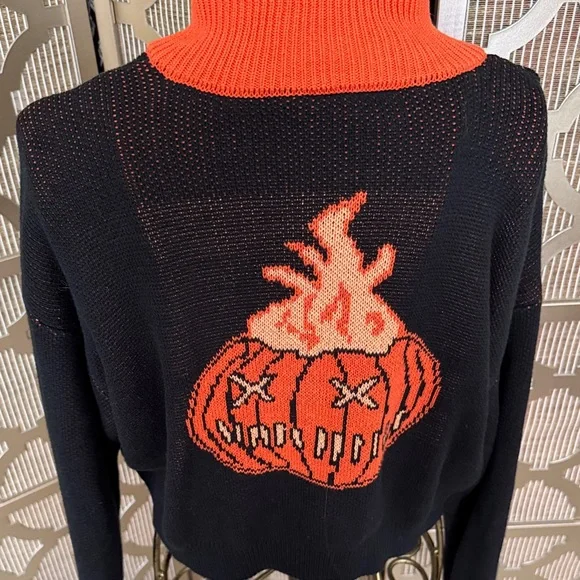 Black and Orange Halloween Sweater - Picture 4 of 6